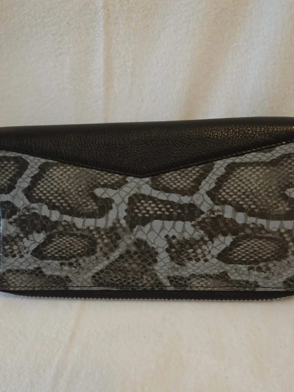 Black & Gray Snake-Print Envelope Clutch